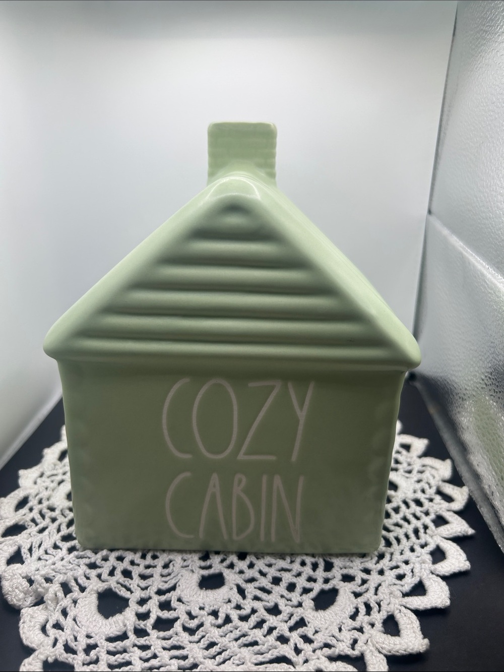 Rae Dunn Green "Cozy Cabin" Ceramic House